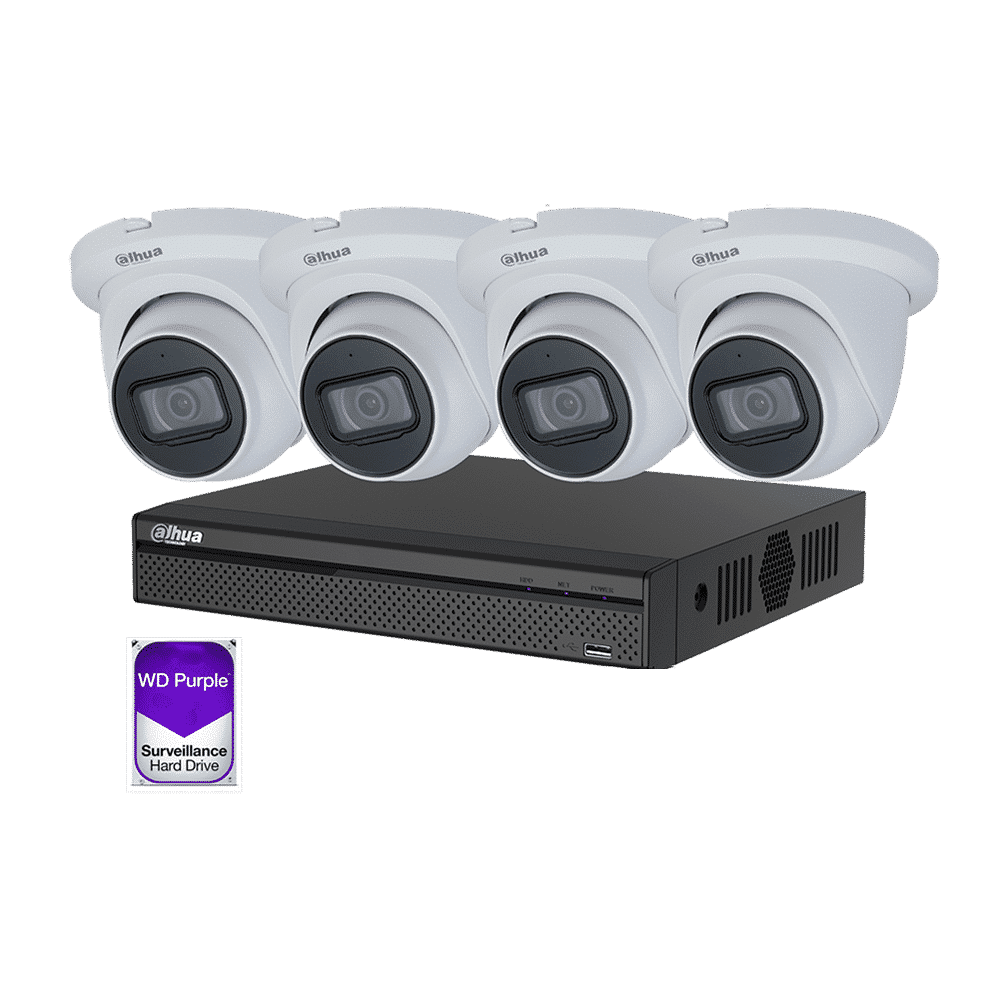 Dahua 4 Channel Lite Series CCTV Security Kit: 4 Channel 4K NVR (4TB HD), 4 PoE 6MP Starlight CCTV Cameras