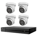 HiLook Hikvision 6MP AcuSense 4CH CCTV Kit with 4 Turret IP Cameras IPC-T262H-MU
