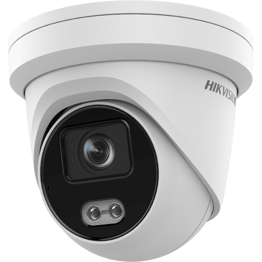 Hikvision – 4MP Outdoor ColorVu Gen 2 Turret Camera, 24/7 Colour with AcuSense, 2.8mm 112 deg Built in Mic – DS-2CD2347G2-LU2