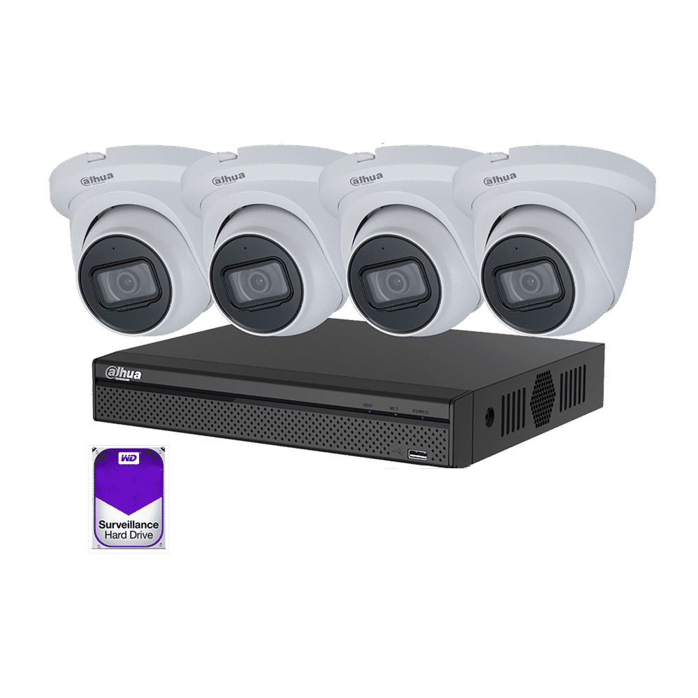 Dahua 4 Channel CCTV Security Kit: 4 Channel 4K NVR (2TB), 4 x 6MP DaHua WizSense Starlight IR CCTV Camera