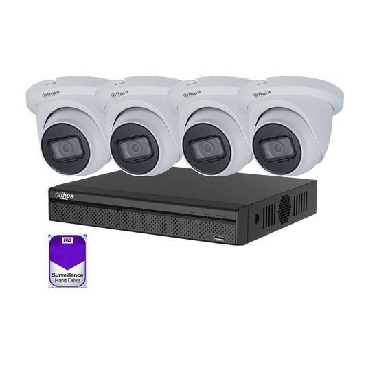 Dahua 4 Channel CCTV Security Kit: 4 Channel 4K NVR (2TB), 4 x 6MP DaHua WizSense Starlight IR CCTV Camera