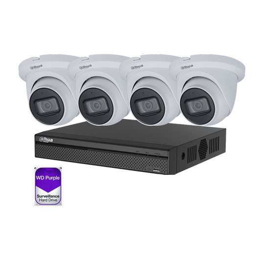 Dahua 4 Channel CCTV Security Kit: 4 Channel 4K NVR (1TB), 4 x 6MP DaHua Starlight IR CCTV Camera