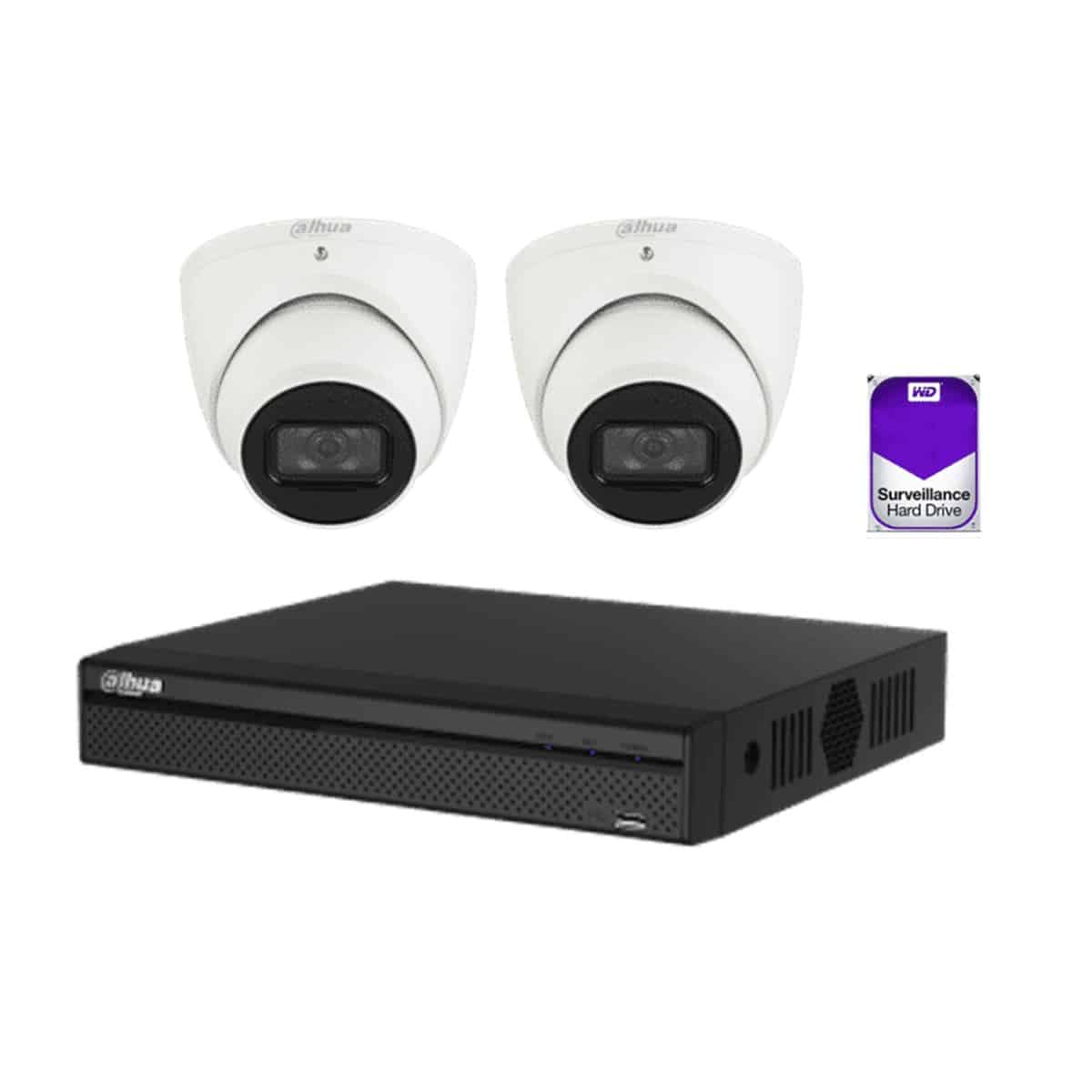 Dahua 4 Channel CCTV Security Kit: 4 Channel 4K NVR (1TB), 2 x 6MP Dahua Starlight IR CCTV Camera