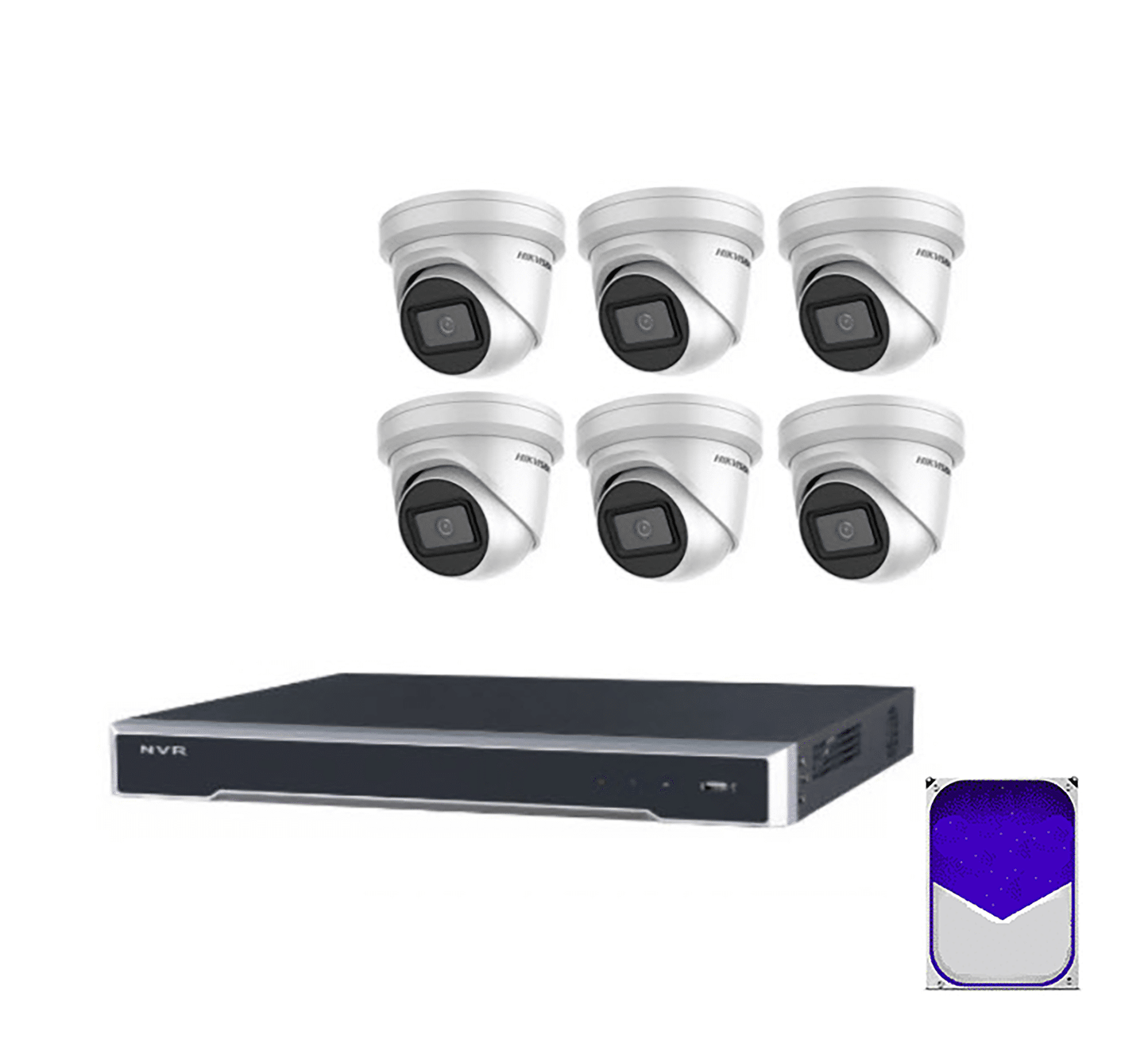 HikVision – 8MP 8Ch CCTV Security Kit – 8 Channel 4K PoE NVR (3TB), 6 x DS-2CD2385G1-I – 2.8mm IP DarkFighter Cameras