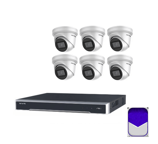 HikVision – 6MP 8Ch CCTV Security Kit – 8 Channel 4K PoE NVR (3TB), 6 x DS-2CD2365G1-I – 2.8mm IP DarkFighter Cameras