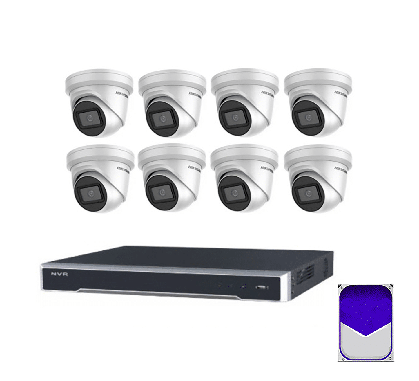 HikVision – 8MP 8Ch CCTV Security Kit – 8 Channel 4K PoE NVR (3TB), 8 x DS-2CD2385G1-I – 2.8mm IP DarkFighter Cameras