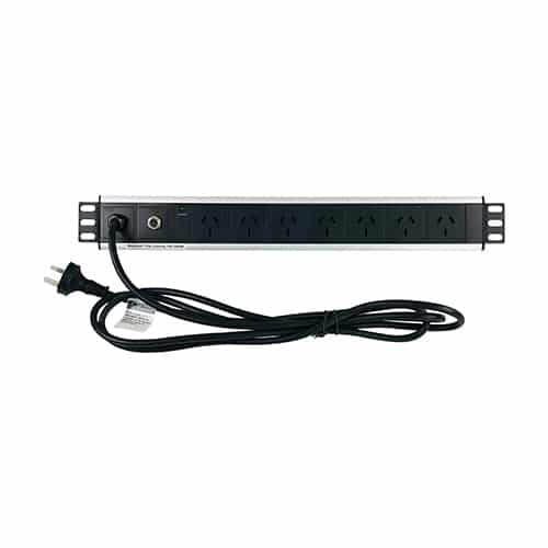 Wideband 7 Way Basic Horizontal PDU, (7) 3 Pin Aus GPO output (1) 3 Pin Aus Plug Input, 10A, 240V